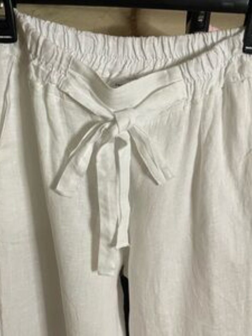 Italian Wide Leg Linen Pant, White, Sz. Sm/Med w/ Elastic waist by Linen & Moore - Picture 6 of 14